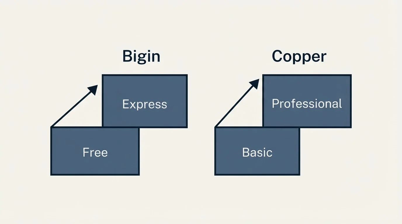 Pricing ladder: Pricing Comparison (Bigin, Copper, Free, Basic)