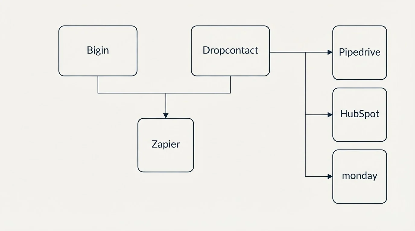 Integration grid: Integration Ecosystem (Bigin, Dropcontact, Zapier, Pipedrive)