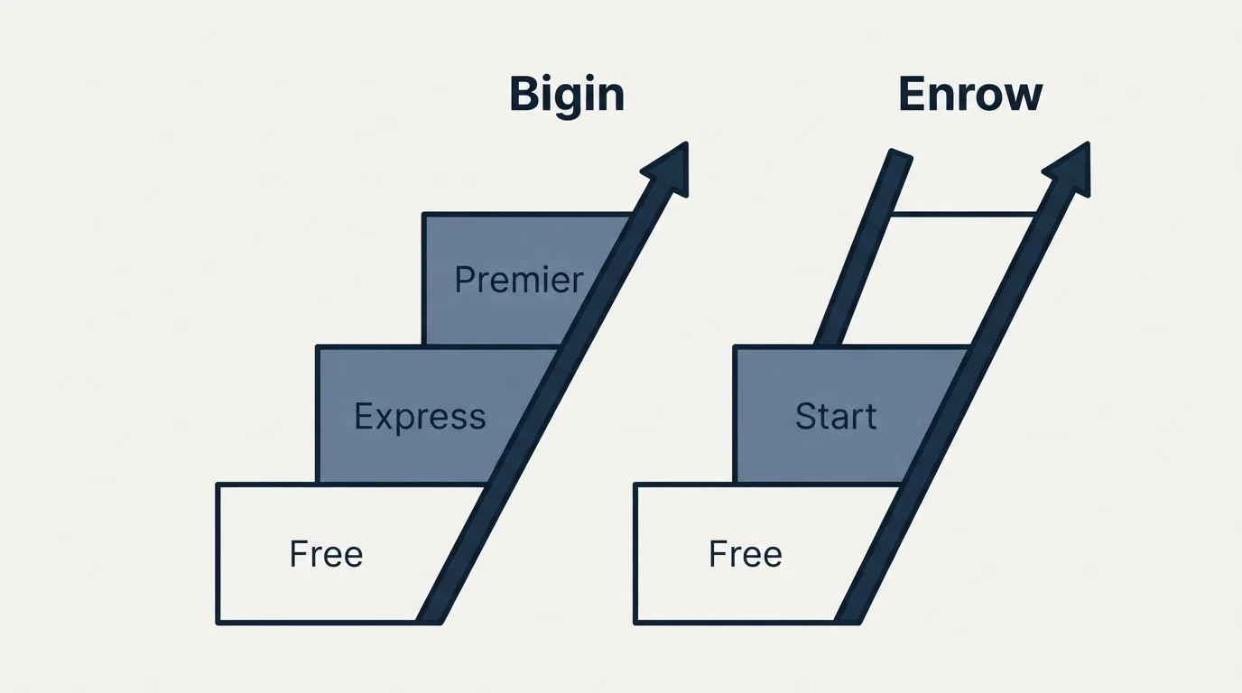 Pricing ladder: Pricing Comparison (Bigin, Enrow, Free, Express)