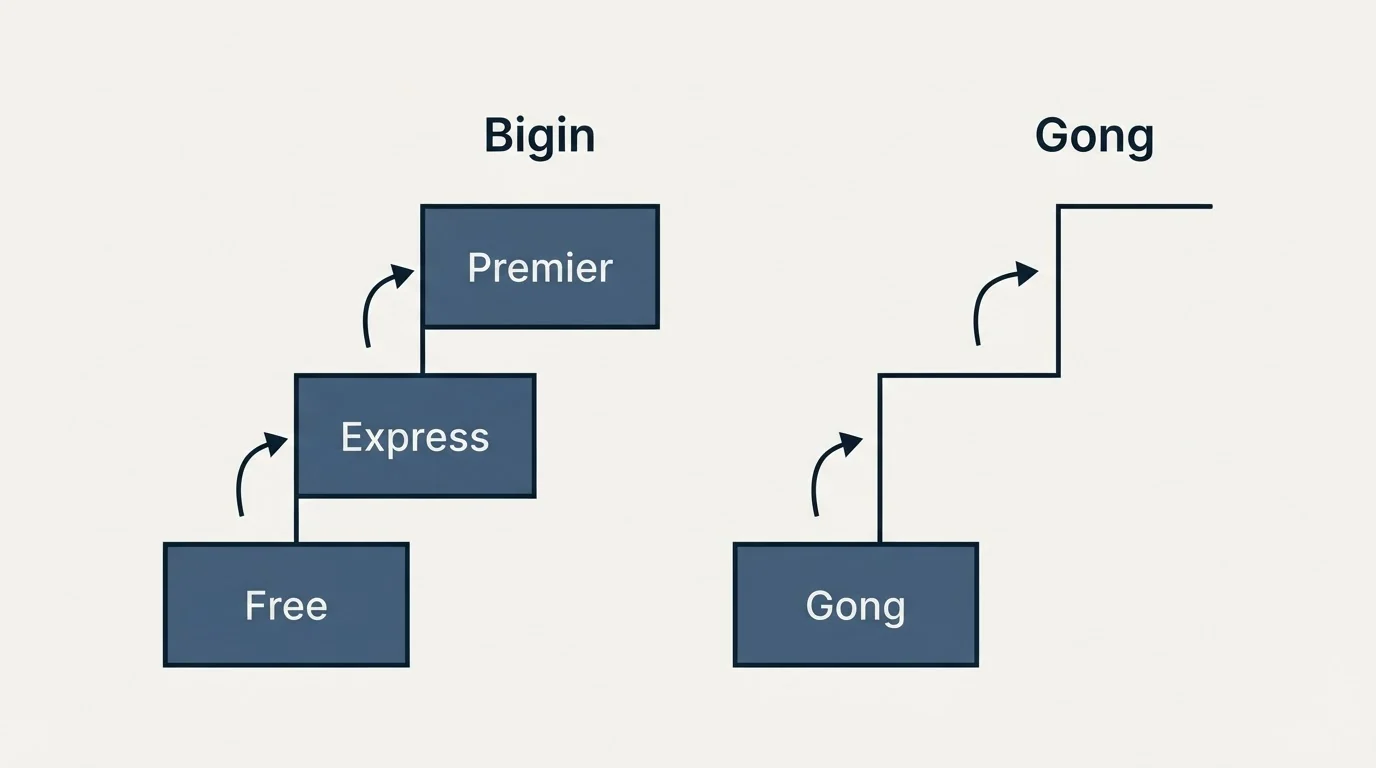 Pricing ladder: Pricing Comparison (Bigin, Gong, Free, Express)