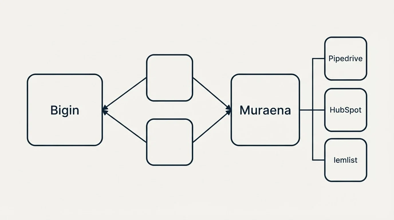 Integration schematic: Integration Ecosystem (Bigin, Muraena, Pipedrive, HubSpot)
