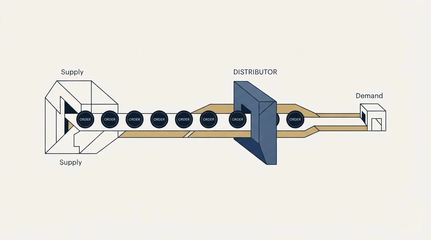 Section illustration: The distributor sits between you and the order