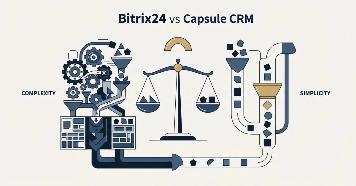 Editorial illustration for Bitrix24 vs Capsule CRM