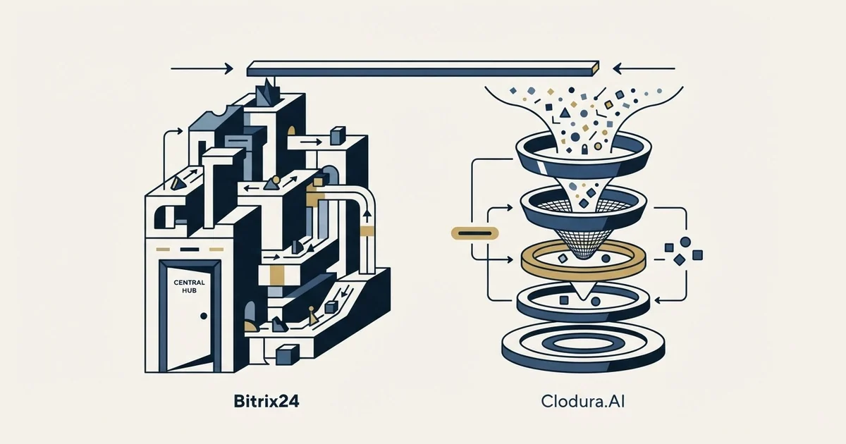 Editorial illustration for Bitrix24 vs Clodura.AI