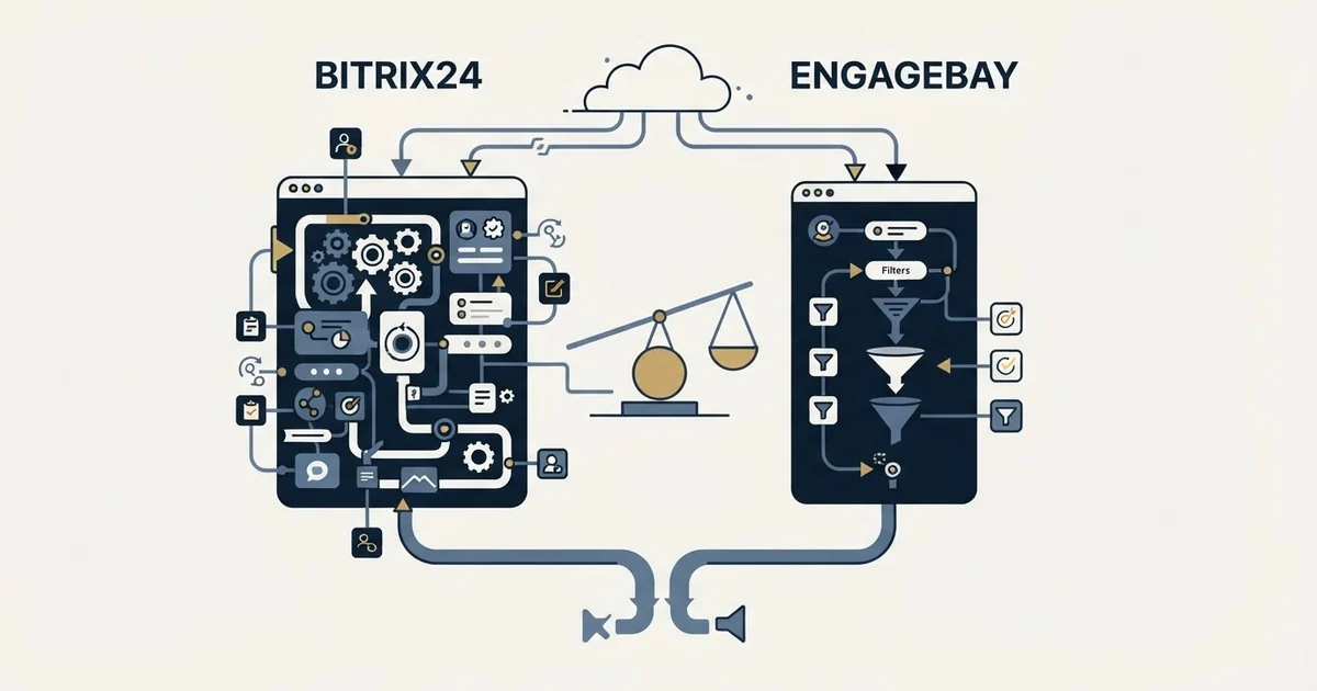 Editorial illustration for Bitrix24 vs EngageBay