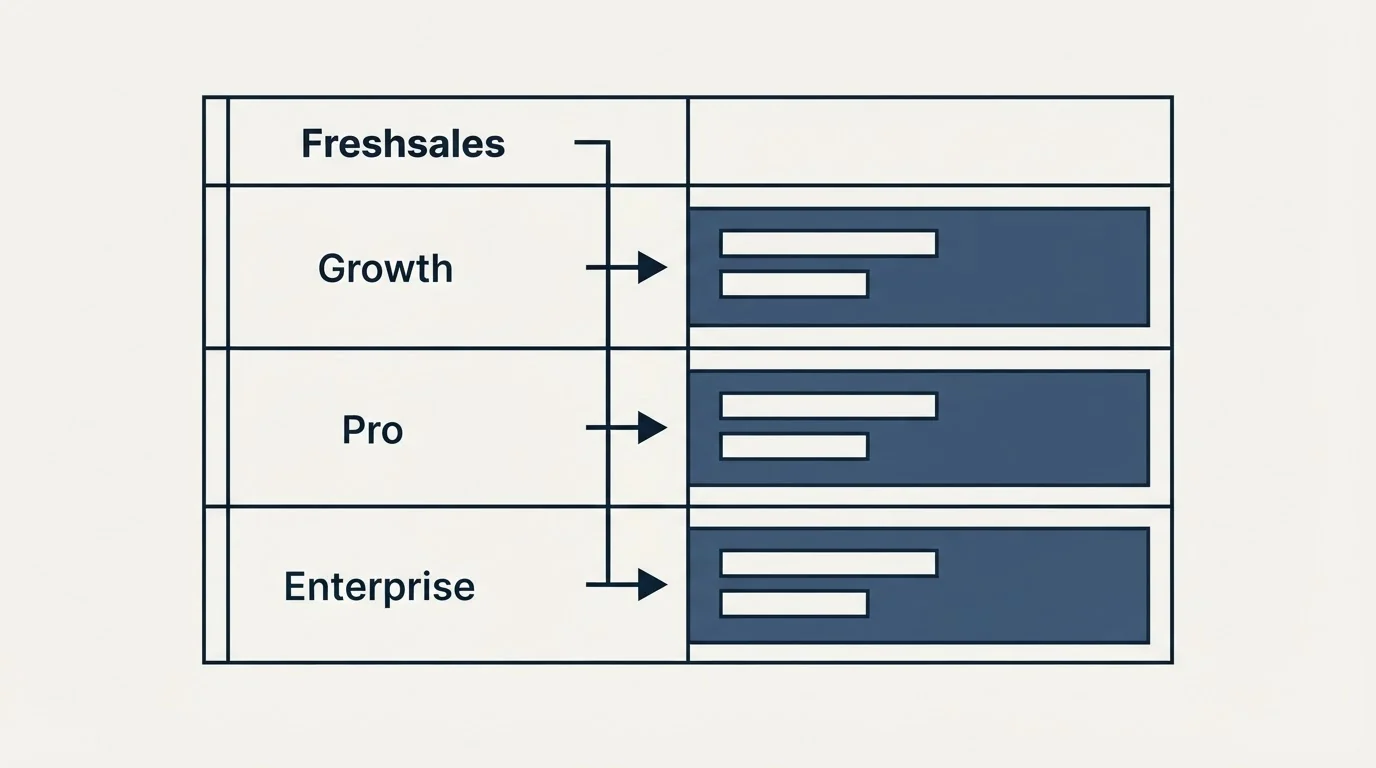 Pricing table: Pricing Comparison (Freshsales, Growth, Pro, Enterprise)