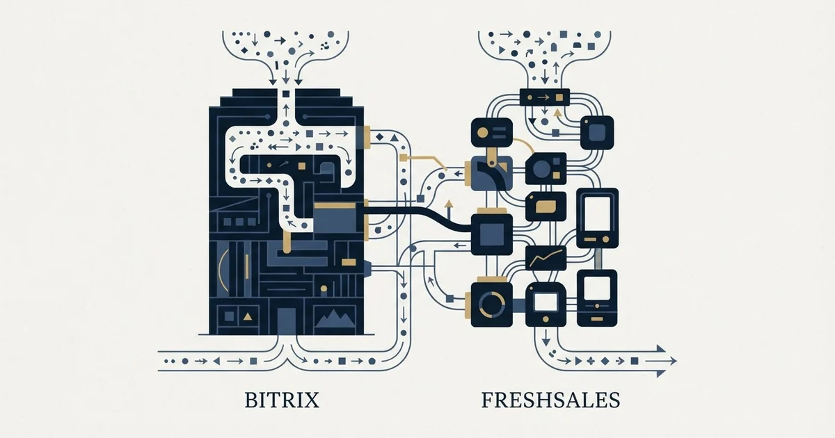Editorial illustration for Bitrix24 vs Freshsales