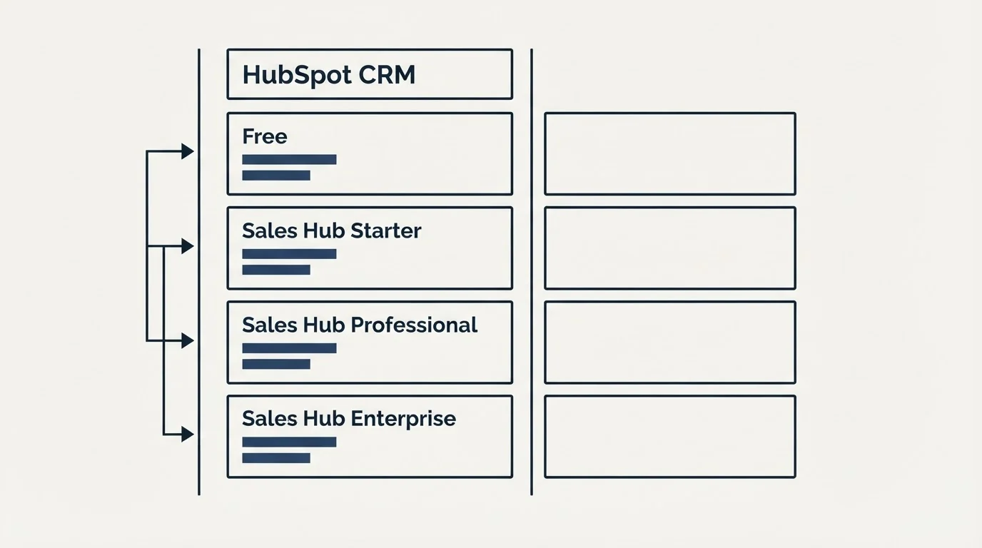 Pricing table: Pricing Comparison (HubSpot CRM, Free, Sales Hub Starter, Sales Hub Professional)
