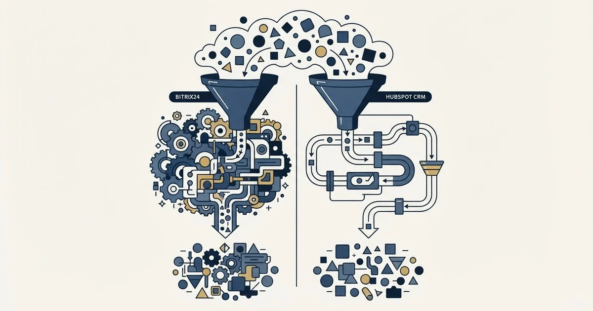Editorial illustration for Bitrix24 vs HubSpot CRM