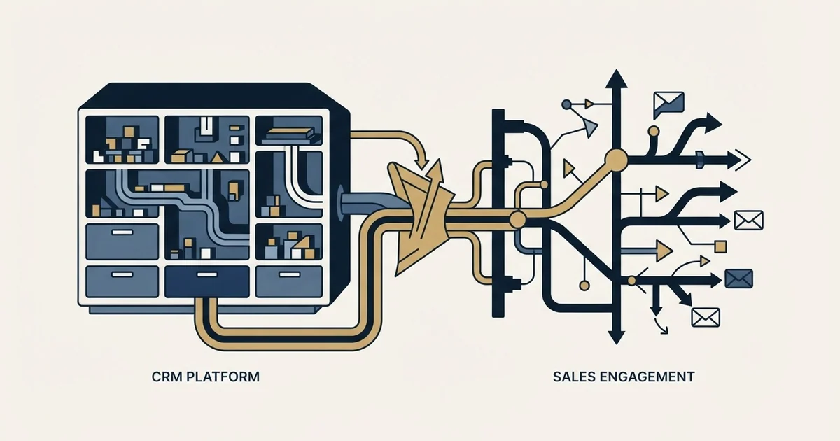 Editorial illustration for Bitrix24 vs La Growth Machine