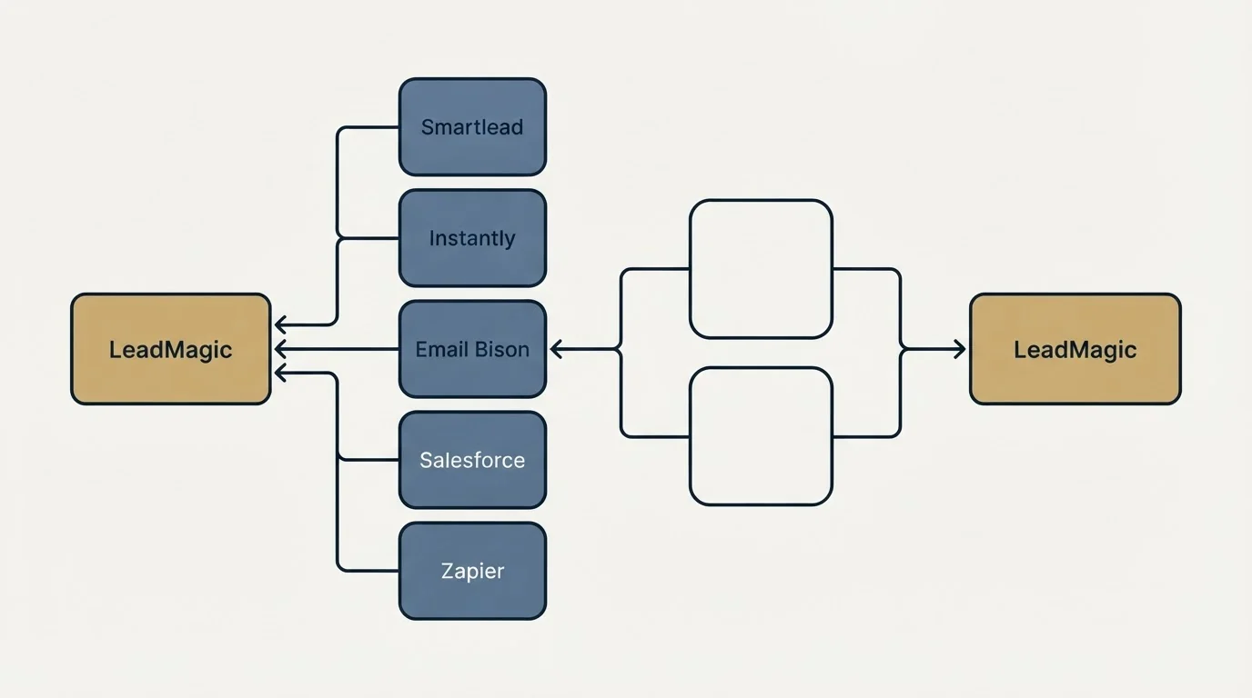 Integration flow: Integration Ecosystem (LeadMagic, Smartlead, Instantly, Email Bison)