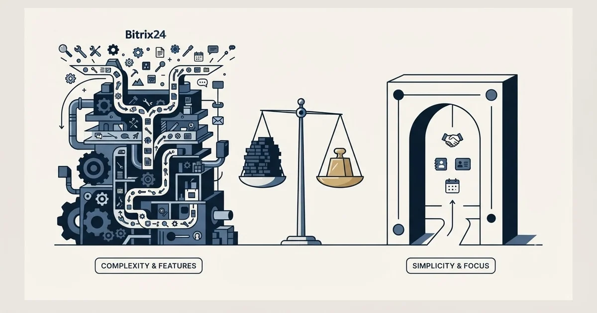 Editorial illustration for Bitrix24 vs Less Annoying CRM