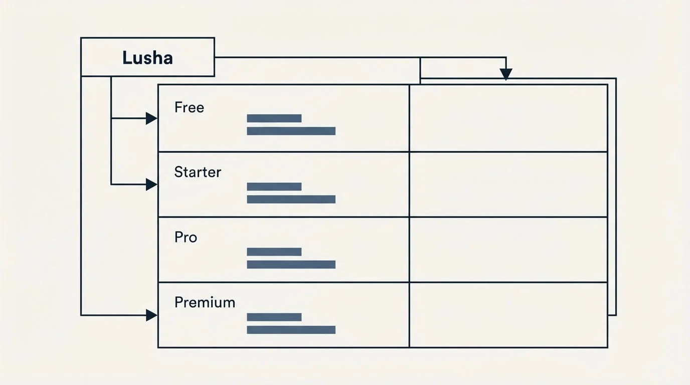 Pricing table: Pricing Comparison (Lusha, Free, Starter, Pro)