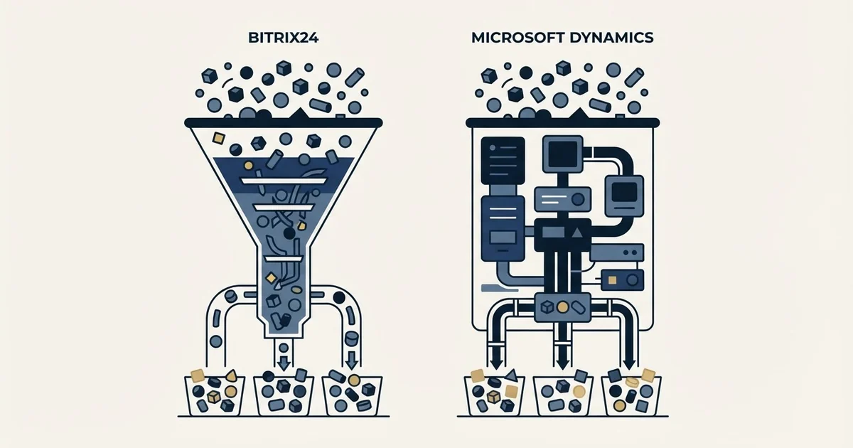 Editorial illustration for Bitrix24 vs Microsoft Dynamics Sales