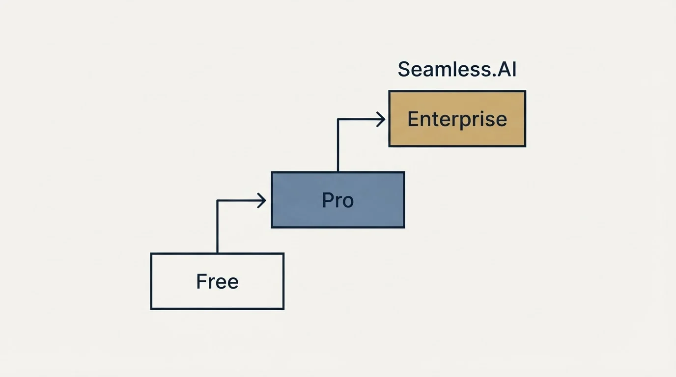 Pricing ladder: Pricing Comparison (Seamless.AI, Free, Pro, Enterprise)