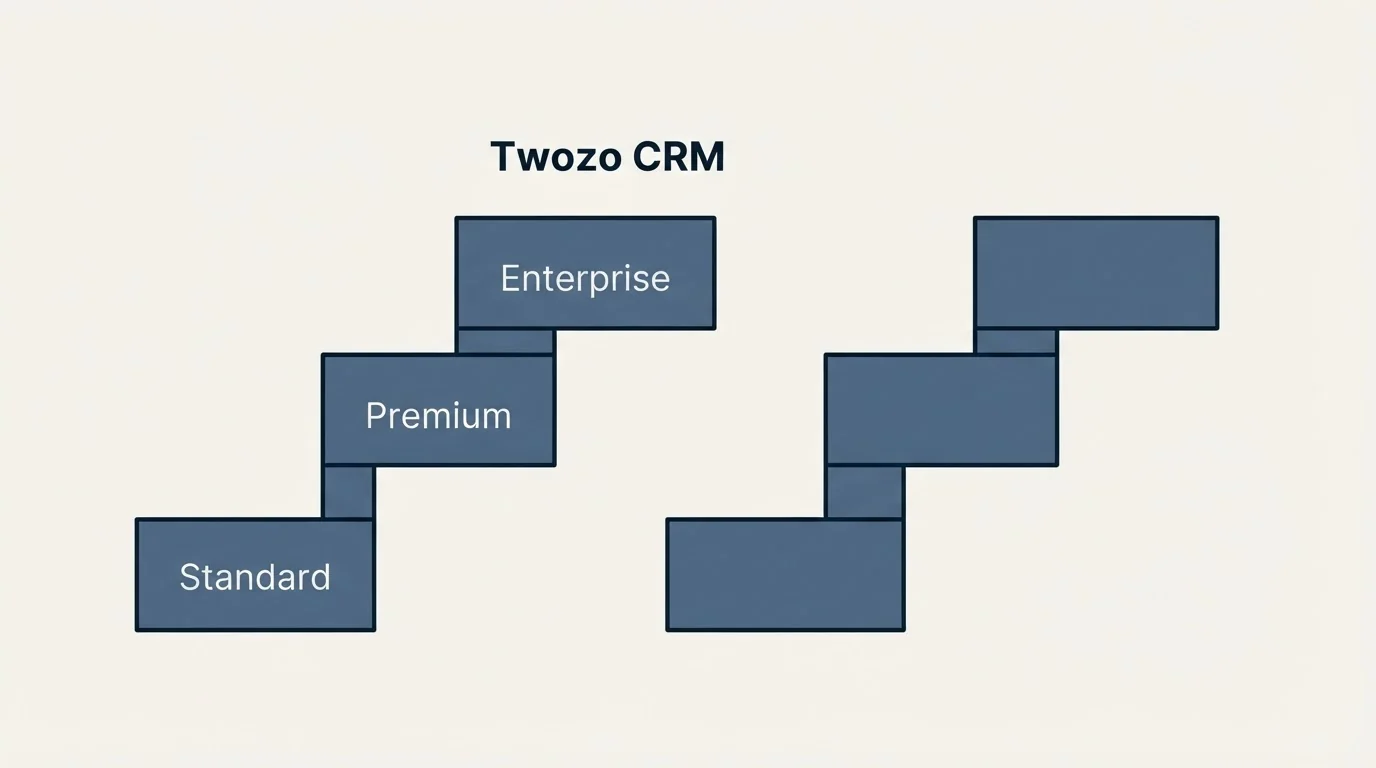 Pricing ladder: Pricing Comparison (Twozo CRM, Standard, Premium, Enterprise)