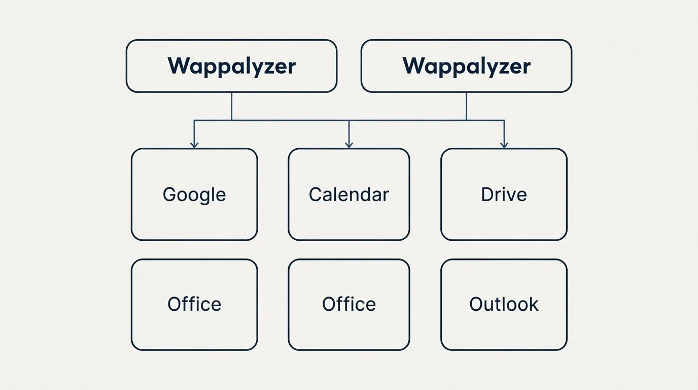 Integration grid: Integration Ecosystem (Wappalyzer, Google, Calendar, Drive)