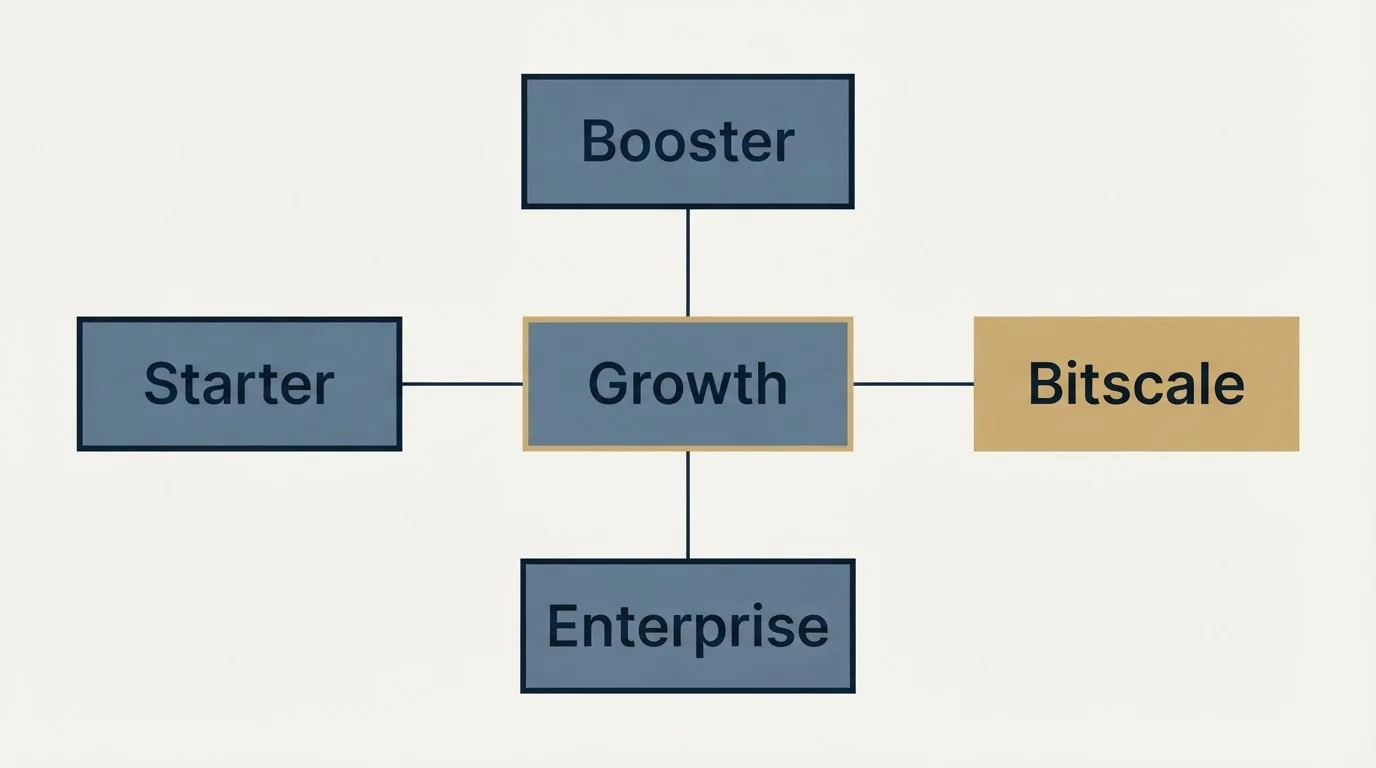 Schematic: The short version (Growth, Booster, Enterprise, Starter)