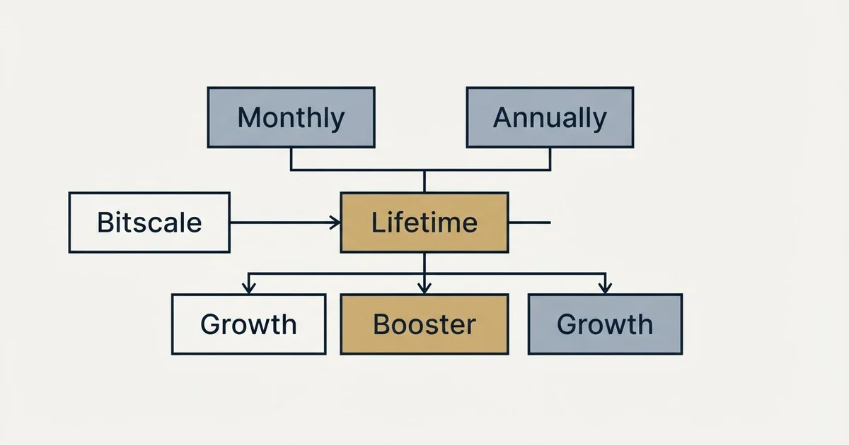 Schematic: Bitscale Pricing (Lifetime, Monthly, Annually, Bitscale)