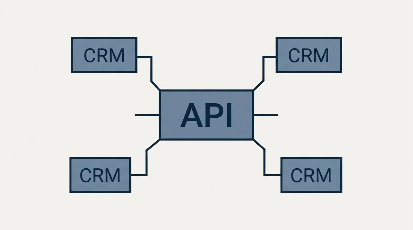 Schematic: What is included at every pack, and what is not (API, CRM)