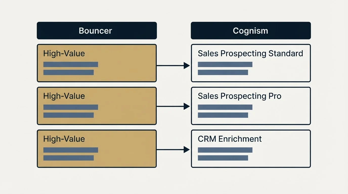 Pricing table: Pricing Comparison (Bouncer, Cognism, High-Value, Sales Prospecting Standard)