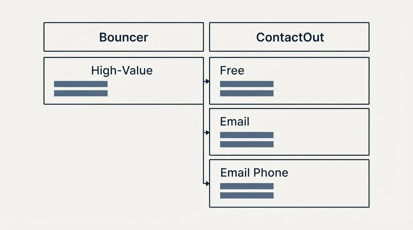 Pricing table: Pricing Comparison (Bouncer, ContactOut, High-Value, Free)