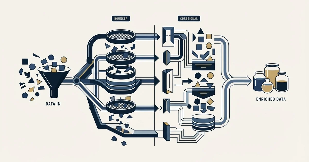 Editorial illustration for Bouncer vs Coresignal