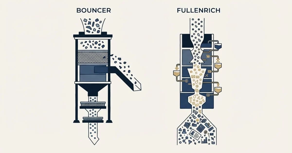 Editorial illustration for Bouncer vs FullEnrich