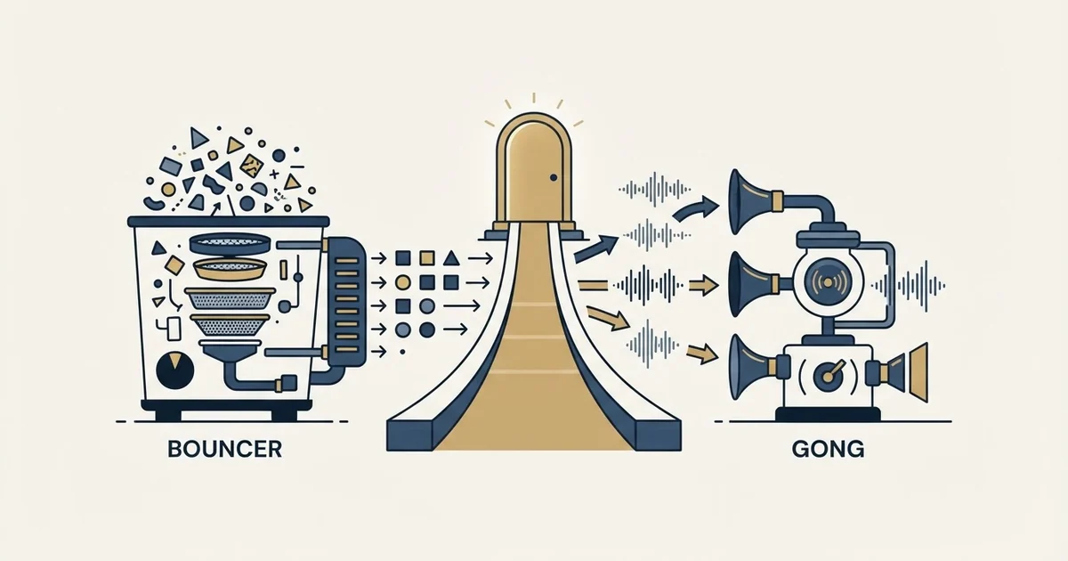 Editorial illustration for Bouncer vs Gong