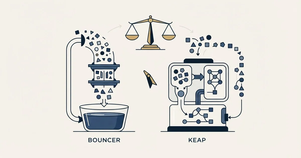 Editorial illustration for Bouncer vs Keap