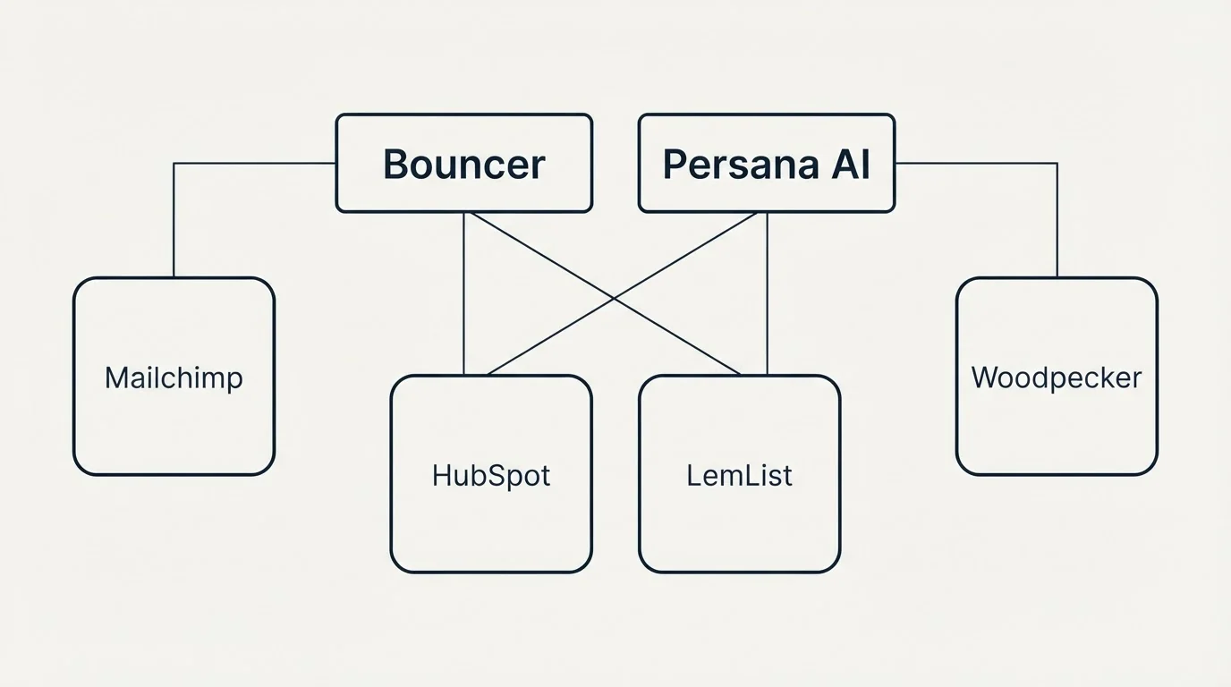 Integration grid: Integration Ecosystem (Bouncer, Persana AI, HubSpot, LemList)