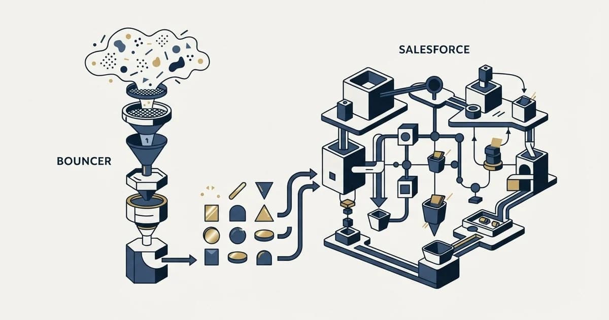 Editorial illustration for Bouncer vs Salesforce