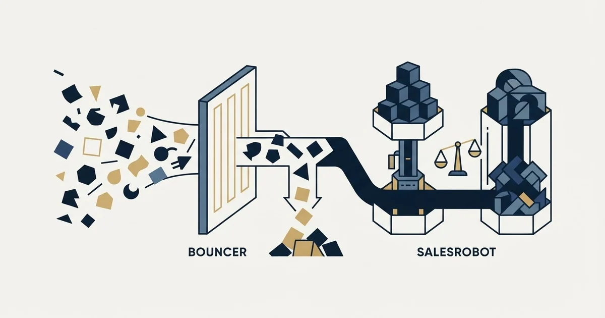 Editorial illustration for Bouncer vs SalesRobot