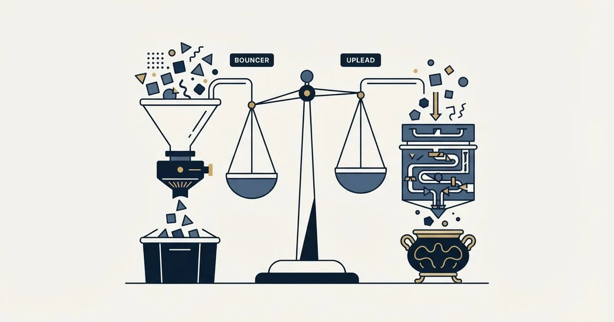 Editorial illustration for Bouncer vs UpLead