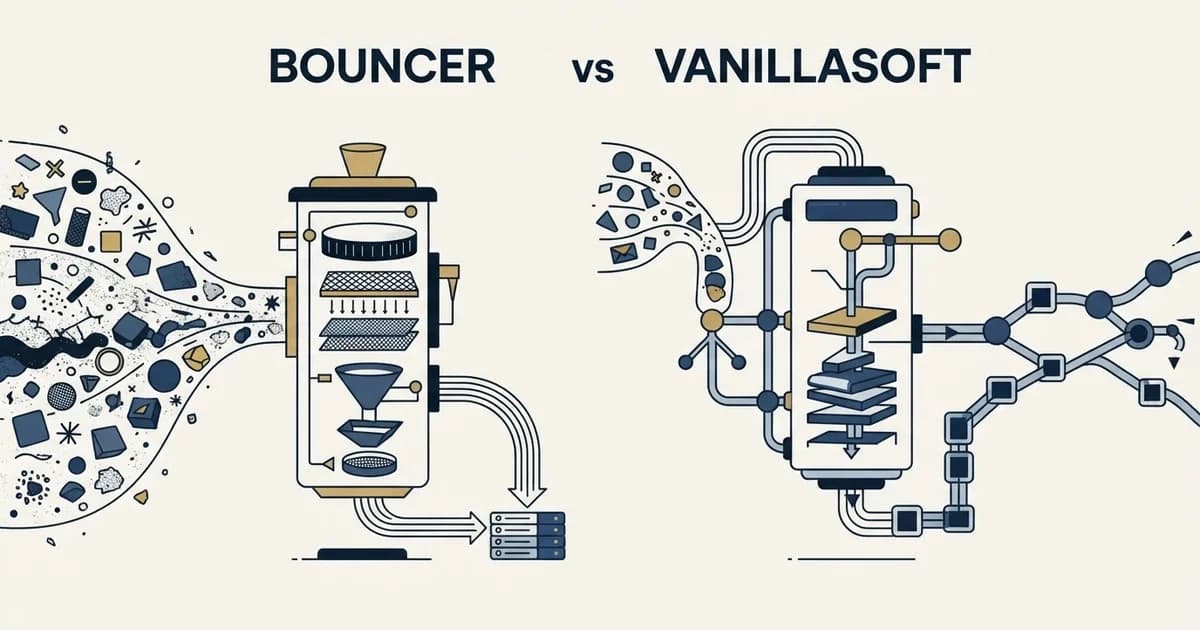 Editorial illustration for Bouncer vs Vanillasoft