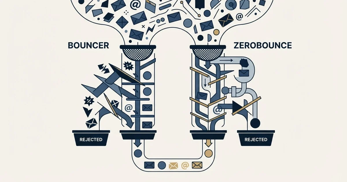 Editorial illustration for Bouncer vs ZeroBounce