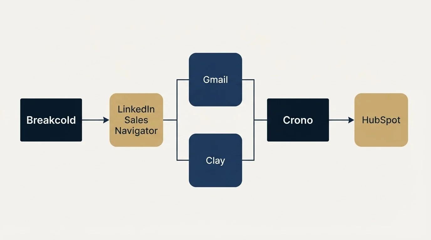 Integration flow: Integration Ecosystem (Breakcold, Crono, Gmail, Clay)
