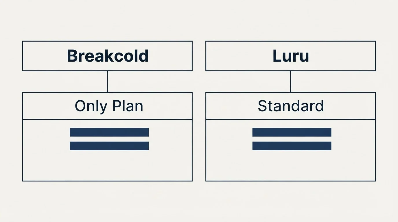 Pricing table: Pricing Comparison (Breakcold, Luru, Only Plan, Standard)
