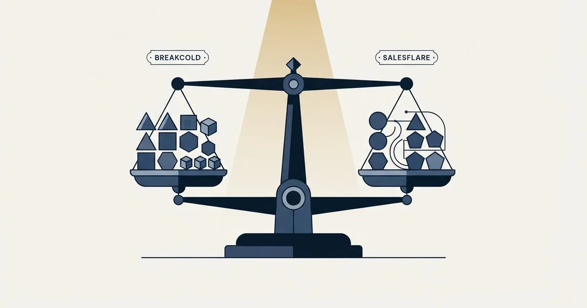 Editorial illustration for Breakcold vs Salesflare