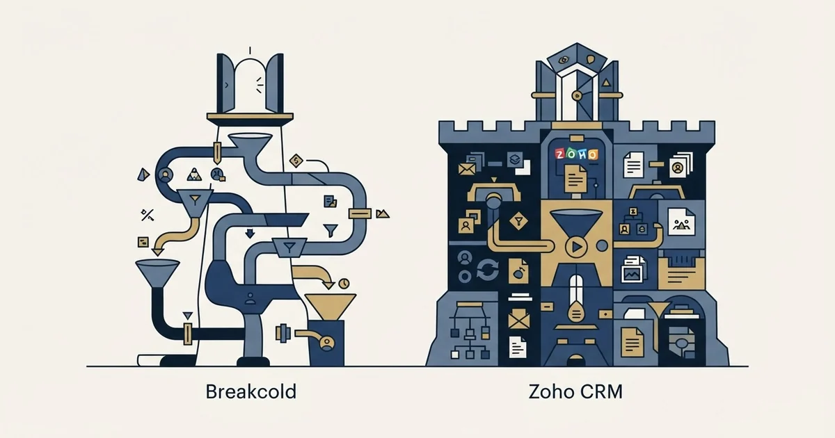Editorial illustration for Breakcold vs Zoho CRM