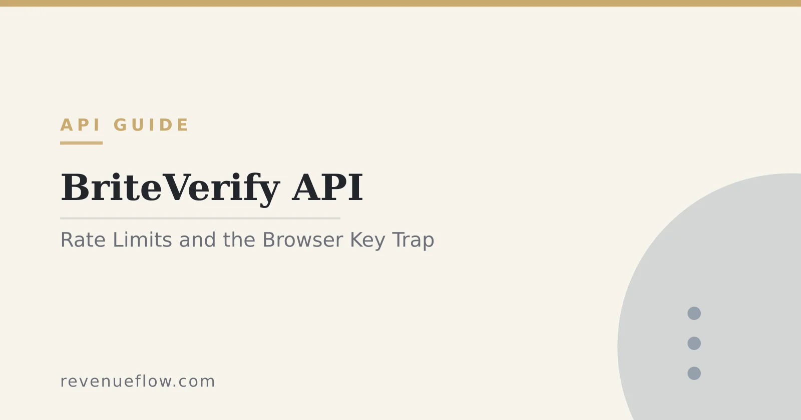 Branded cover: BriteVerify API: Key Types, Rate Limits, and the Browser Key Trap