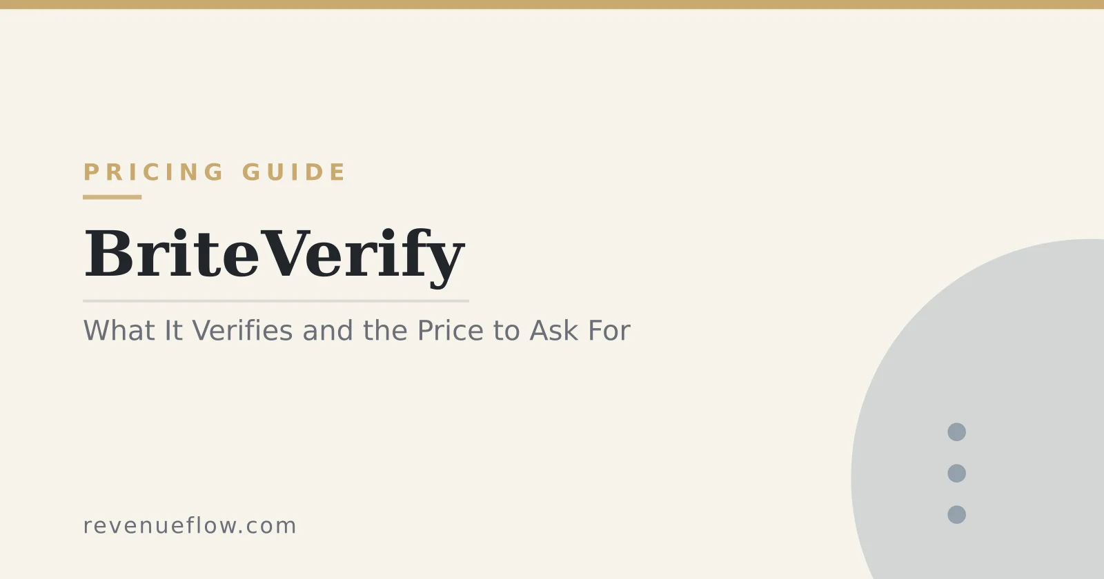 Branded cover: BriteVerify: What It Verifies and the Price You Have to Ask For