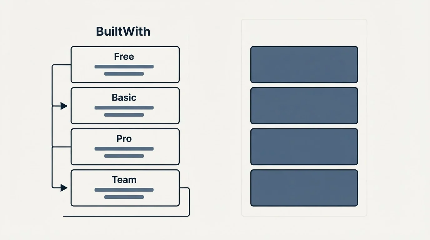 Pricing panels: Pricing Comparison (BuiltWith, Free, Basic, Pro)