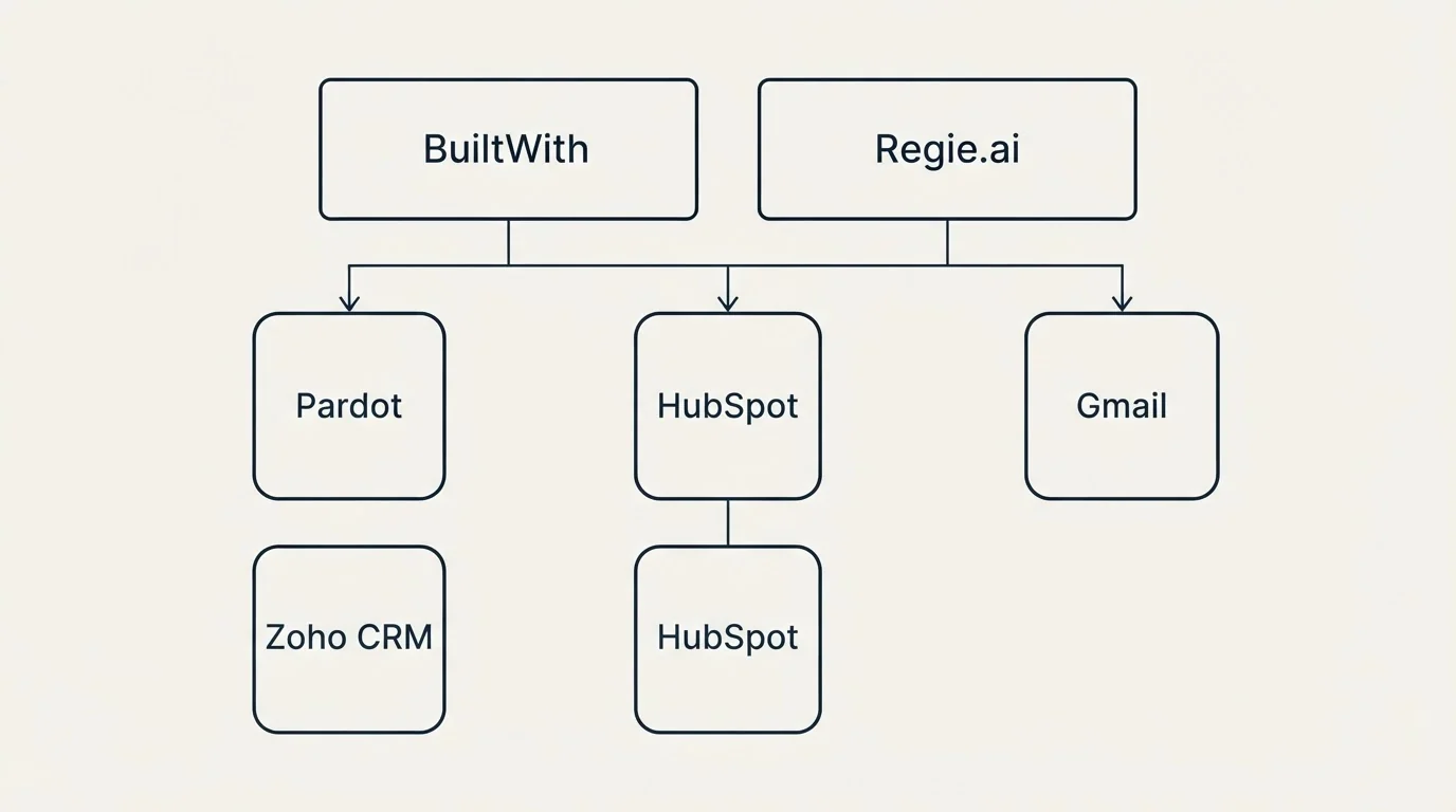Integration grid: Integration Ecosystem (BuiltWith, Regie.ai, HubSpot, Pardot)