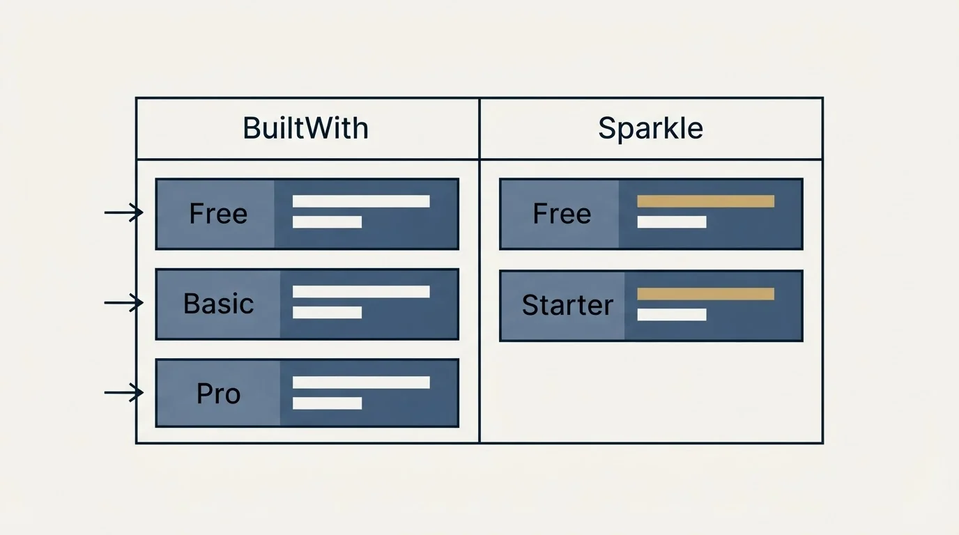 Pricing table: Pricing Comparison (BuiltWith, Sparkle, Free, Basic)