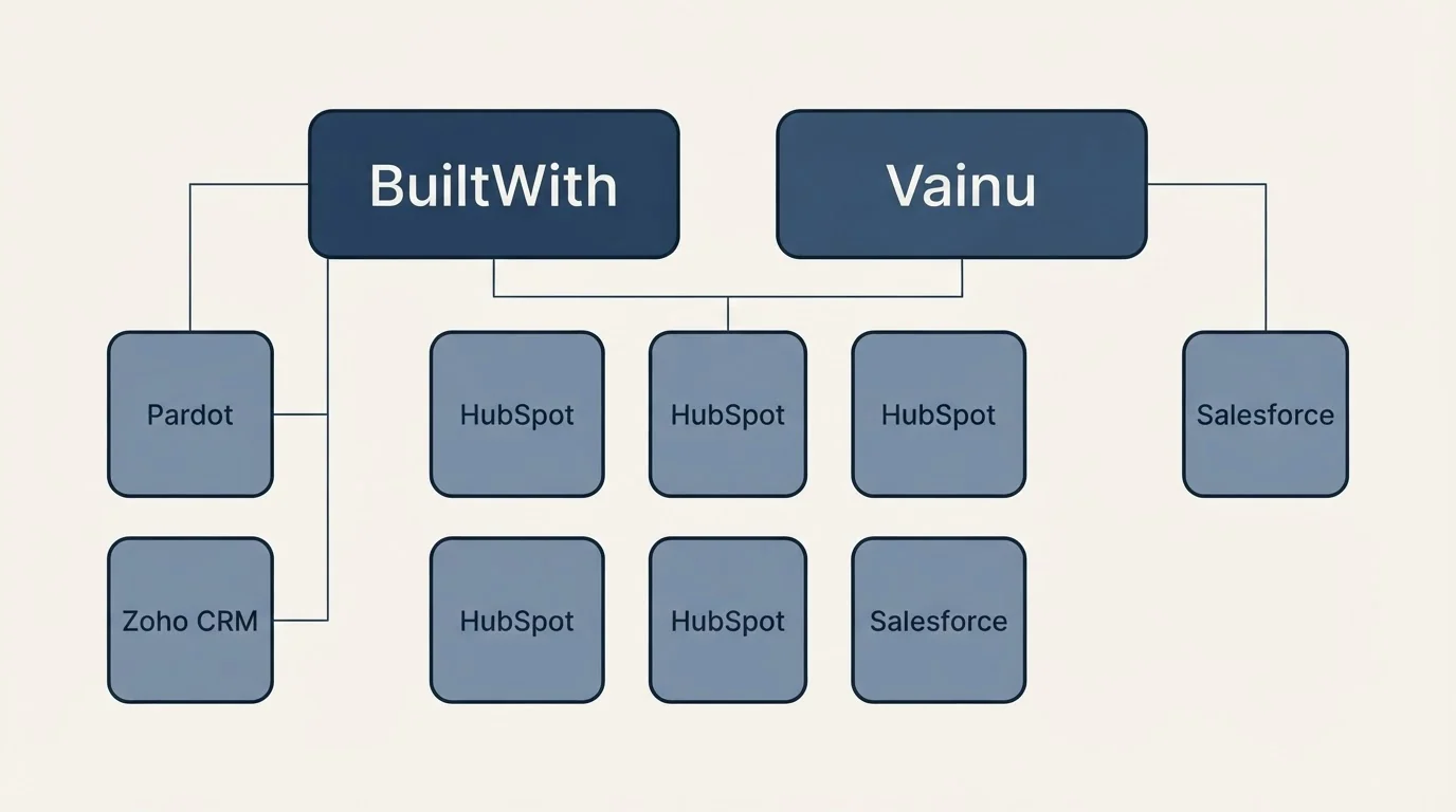 Integration grid: Integration Ecosystem (BuiltWith, Vainu, HubSpot, Pardot)