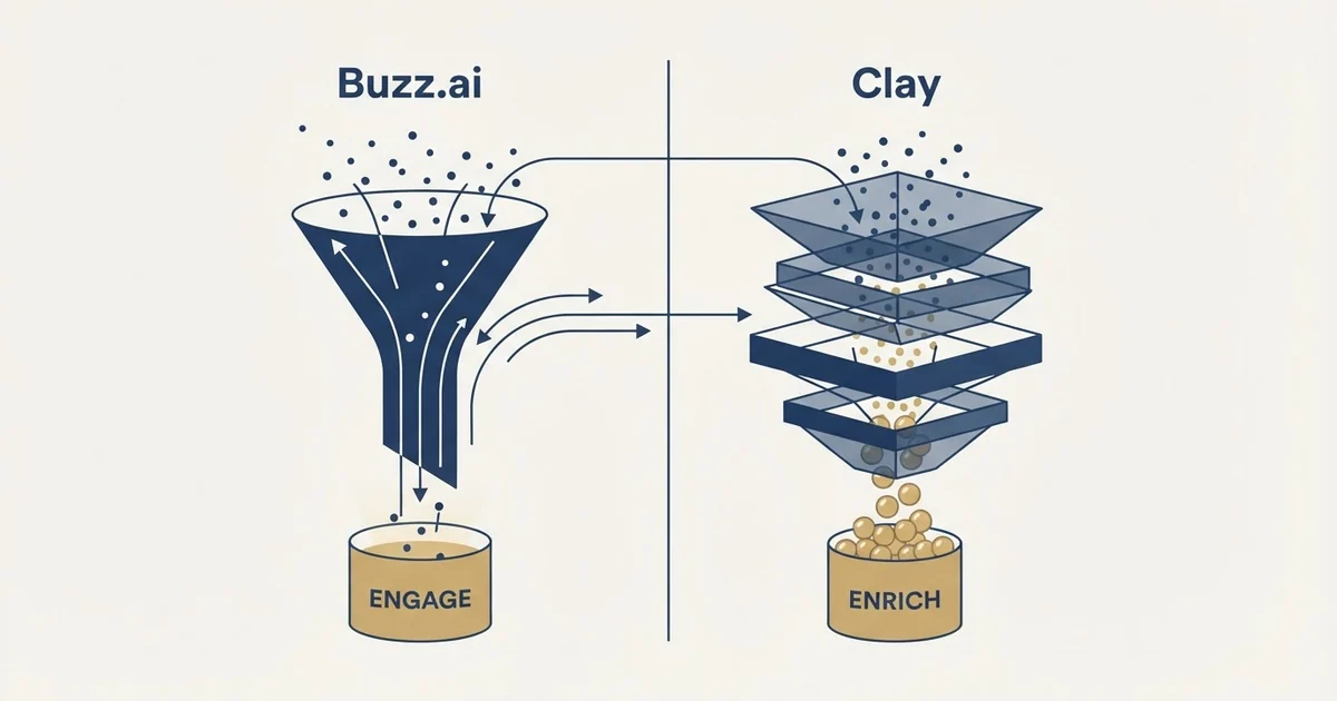 Editorial illustration for Buzz.ai vs Clay