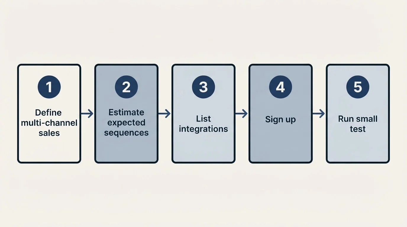 Step sequence: Getting Started Checklist (Define multi-channel sales, Estimate expected sequences, List integrations, Sign up)
