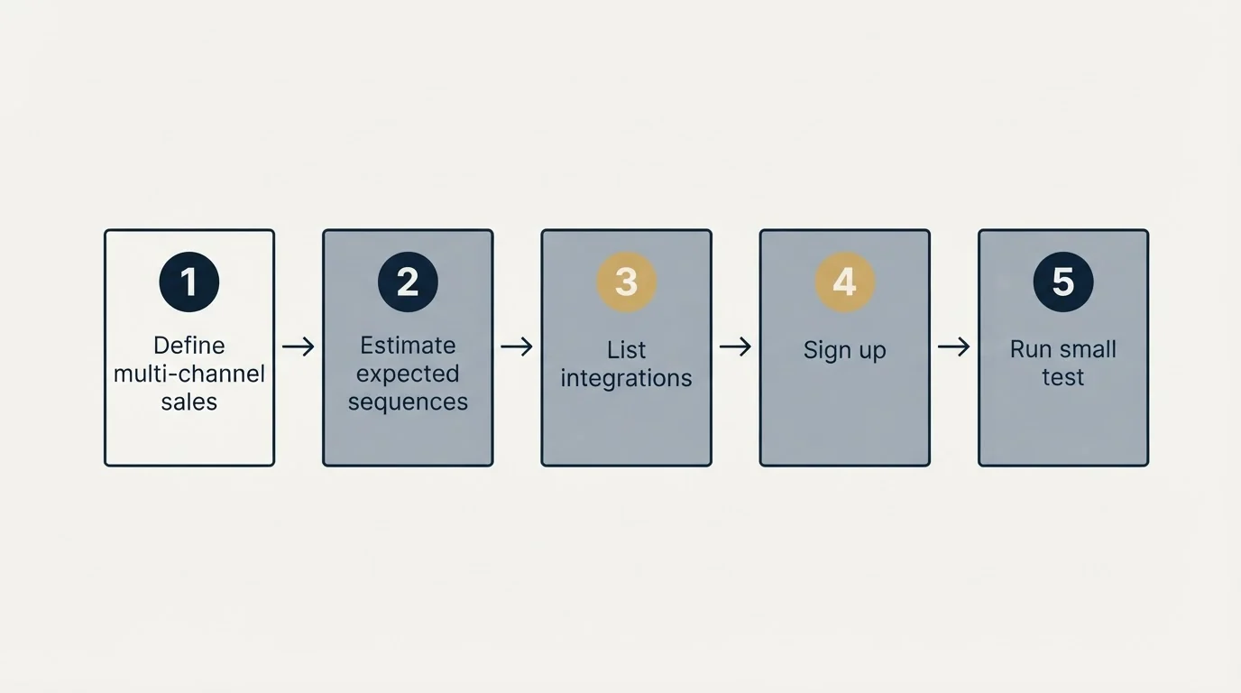 Step sequence: Getting Started Checklist (Define multi-channel sales, Estimate expected sequences, List integrations, Sign up)