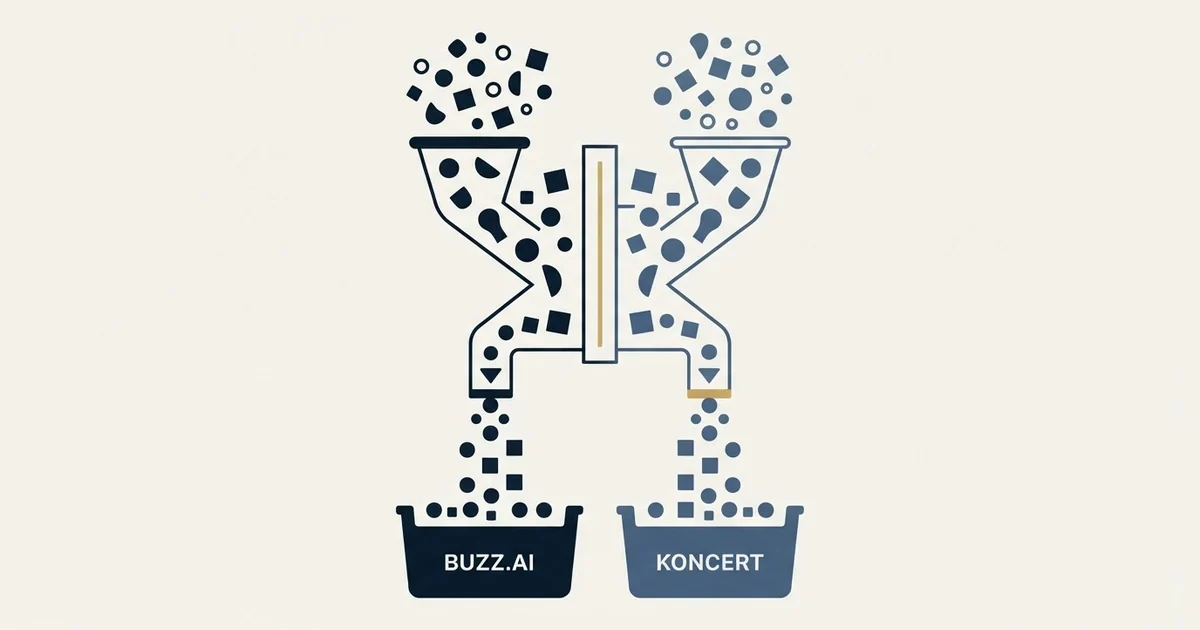 Editorial illustration for Buzz.ai vs Koncert